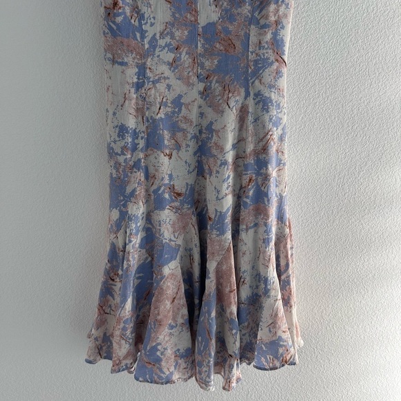 ASTR The Label Godet Dress XS Blue Multi Tie Dye Slip Skater Mini Romantic - Picture 4 of 10